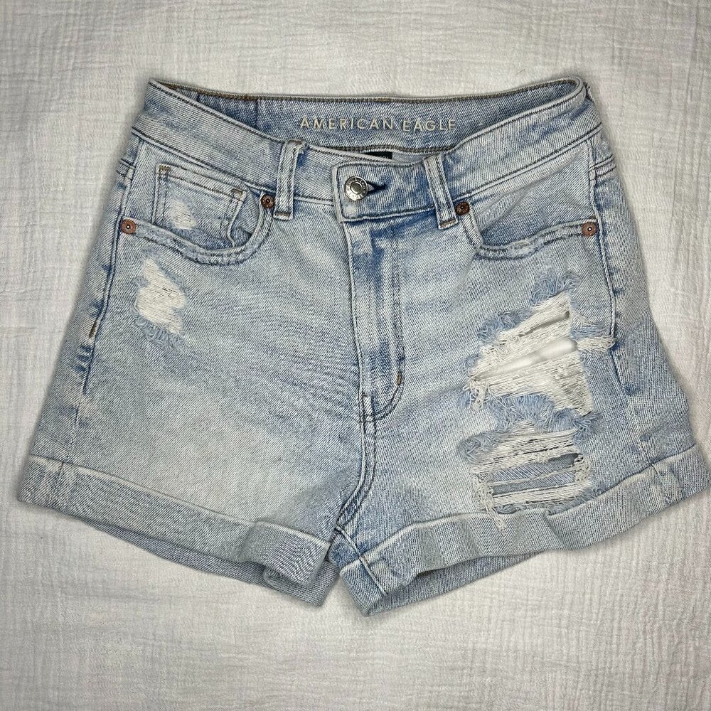 AMERICAN EAGLE Stretch Mom Shorts Cuffed SIZE: 0